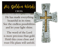 His Golden Words Cross Inspirational Pocket Charm With Story Card