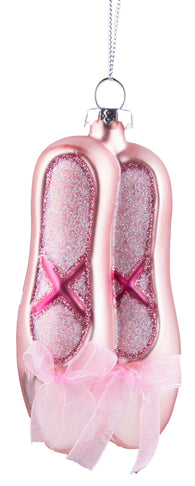 Ballet Slippers Ornament- Blown Glass and Fabric