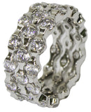 Women's Rhodium Plated Dress Ring 3 Stackable CZ Bands 045