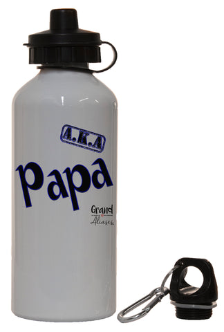 Grand Aliases Series Grandfather "A.K.A. Papa" White Aluminum 14oz Water Bottle