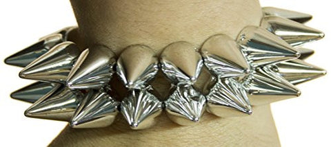 Halloween Costume Accessory - Men's Large Silver Toned Spiked Bracelet