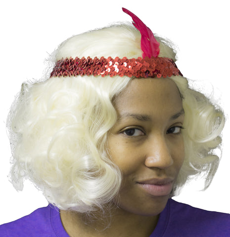 Roaring 20's Flirty Flapper Blonde Wig with Flapper Headband