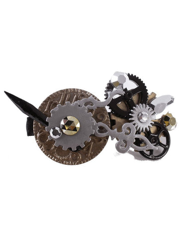 Open Clock Mechanical Gears Steampunk Hair Clip Costume Accessory