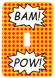 Single Toggle Metal Light Switch Cover with Pop Art Bam! Pow! Design