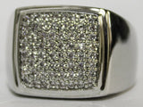 Men's Rhodium Plated Dress Ring Square CZ Cluster 072