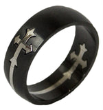 Men's Stainless Steel Dress Ring with Wrap Around Cross 089
