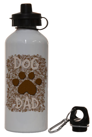 Dog Lovers Dog Dad with Paw Print White Aluminum 14 Ounce Water Bottle