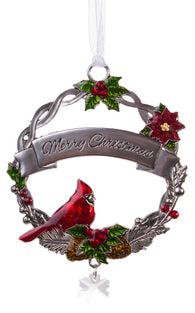 Attractive Zinc Christmas Cardinal Ornaments By Ganz- Merry Christmas