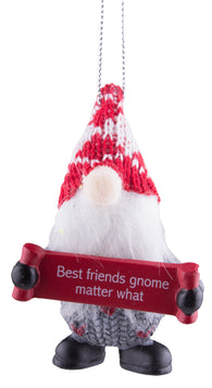 Best Friends Gnome Matter What Funny Gnome Christmas/Everyday Ornament