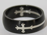 Men's Stainless Steel Dress Ring with Wrap Around Cross 089