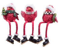 Adorable Set of (Three) Six Inch Long  Christmas Cardinal Shelf Sitters