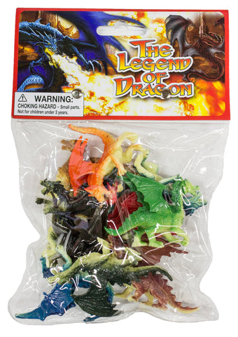 Fantasy Roleplay Pack of 10 Two Inch Plastic Dragon Figurines