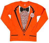 Men's Retro Prom Style Orange Tuxedo Costume Long Sleeve Shirt