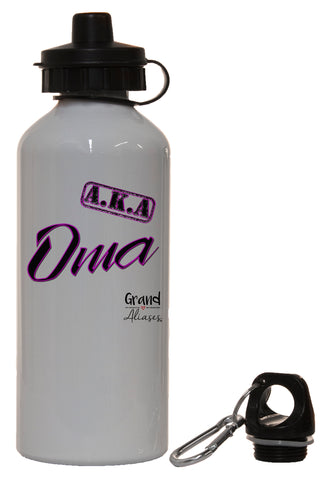 Grand Aliases Series Grandmother "A.K.A. Oma" White Aluminum 14oz Water Bottle