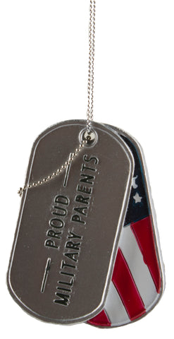 Support Our Troops Proud Military Parents Dog Tag Style Ornament