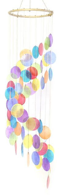 **CLOSEOUT!!** Rainbow Colored Spiral Capiz Chime Windchime New 31.5 Inches