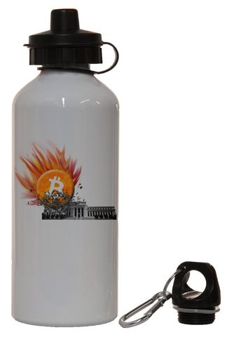 Bitcoin Smashes Federal Reserve White Aluminum 14oz Water Bottle