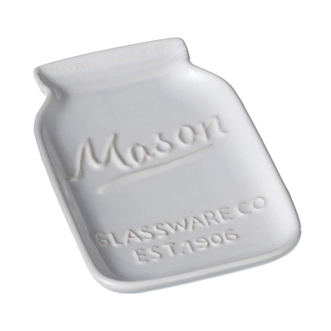 Midwest CBK 6 Inch White Ceramic Mason Jar Trinket Dish