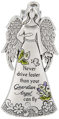 Ganz Zinc Visor Clip "Never Drive Faster than Your Guardian Angel Can Fly"