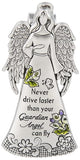 Ganz Zinc Visor Clip "Never Drive Faster than Your Guardian Angel Can Fly"