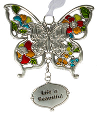 Inspirational Zinc Butterfly Ornament -Life is beautiful