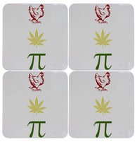 Set of Four Chicken Pot Pi Rasta Cork Backed Coasters