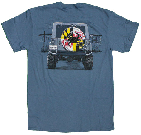 Men's Maryland Flag On Beach Vehicle Tire Cover T-Shirt