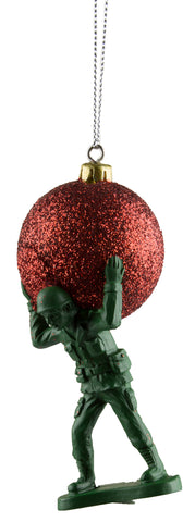 Toy Army Soldier Carrying A Ball Ornament Christmas Ornament
