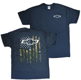 Buck Wear Men's Chevy Chevrolet Camo Accent Flag T-Shirt, Blue Dusk