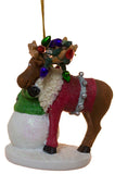 Moose with Snowman and Lights  Christmas/ Everyday Ornament