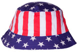Patriotic USA Flag Adult Sized Cotton Bucket Hat, One Size (58cm) Fits Most