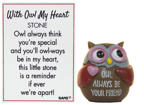 With Owl My Heart Owl Pocket Stone With Story Card (Always Be Your Friend)
