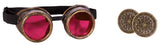 Costume Accessory- Brass Look Steampunk Goggles w/ Adjustable Strap