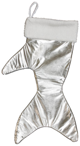 21.5 Inch Metallic Shark Fin and Tail Christmas Stocking