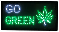 Go Green w/ Marijuana Leaf 19"x10" Flashing LED Sign