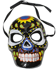 Jacobson Hat Company Men's Dia De Los Muertos Full Size Skull Mask (Black)