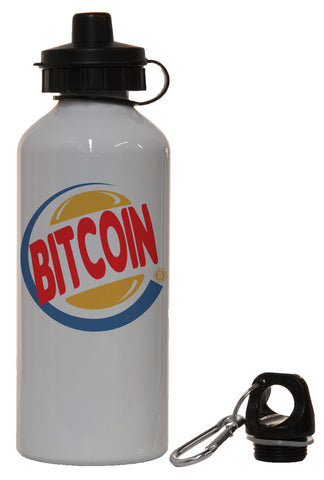 Funny Bitcoin King Burger Parody White Aluminum 14oz Water Bottle