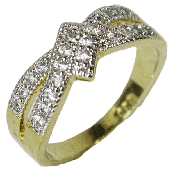 Women's 18 Kt Gold Plated Dress Ring Bypass Band with CZ 047