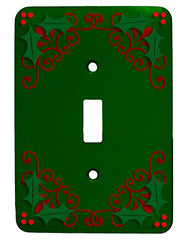 Holly Christmas Single Toggle Holiday Metal Light Switch Cover