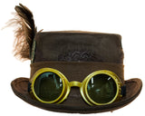 Deluxe Velvet 4.25 Inch Steampunk Top Hat with Removable Goggles